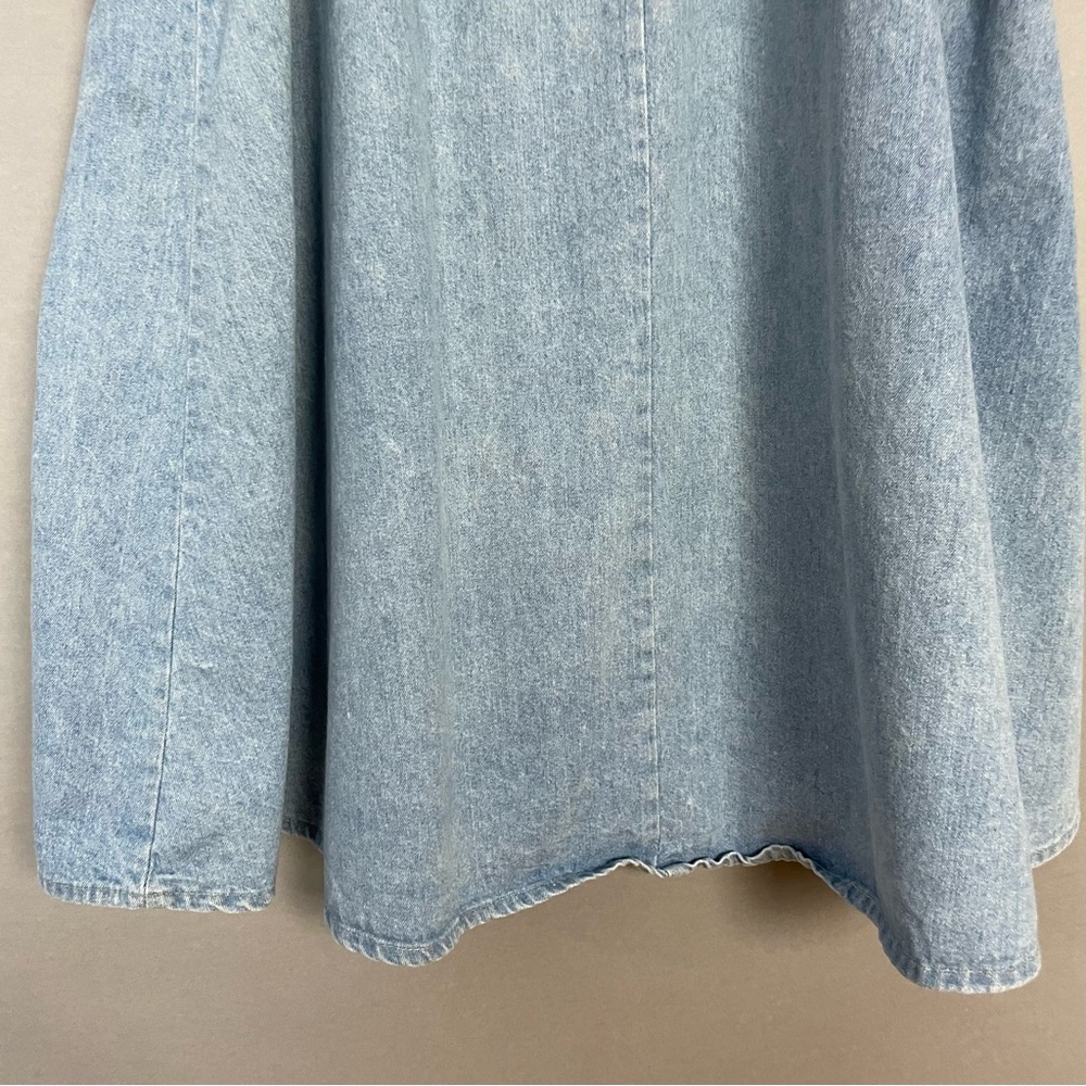 Vintage Denim Skirt Women Plus Size Elastic Waistband FLAWS Faded Blue Midi Jean - Picture 6 of 16